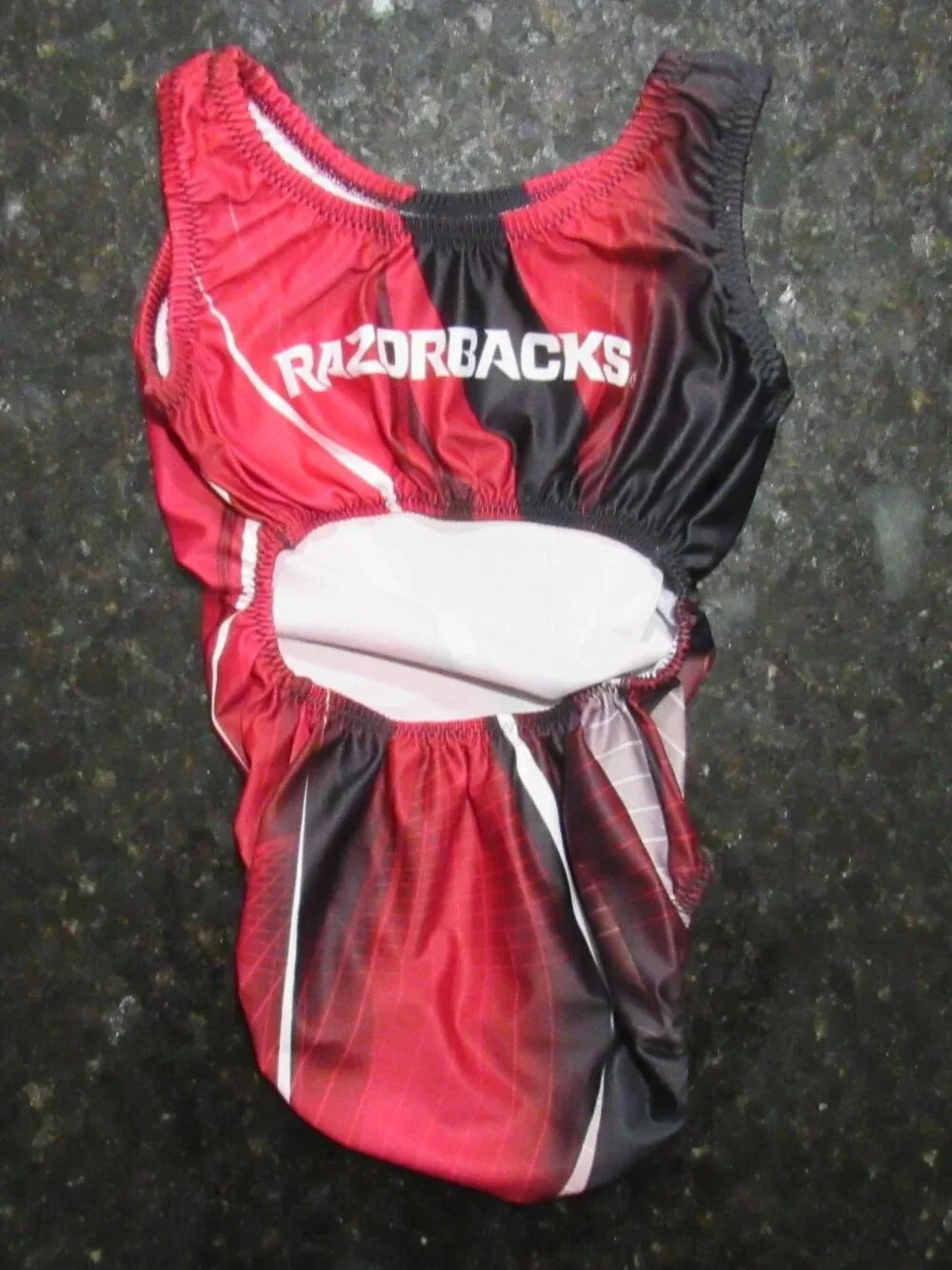 University of Arkansas Razorbacks Youth Red Black White Gymnastic Foxy's Leotard